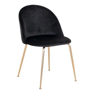 2 Black Velvet Dining Chairs with Brass Legs