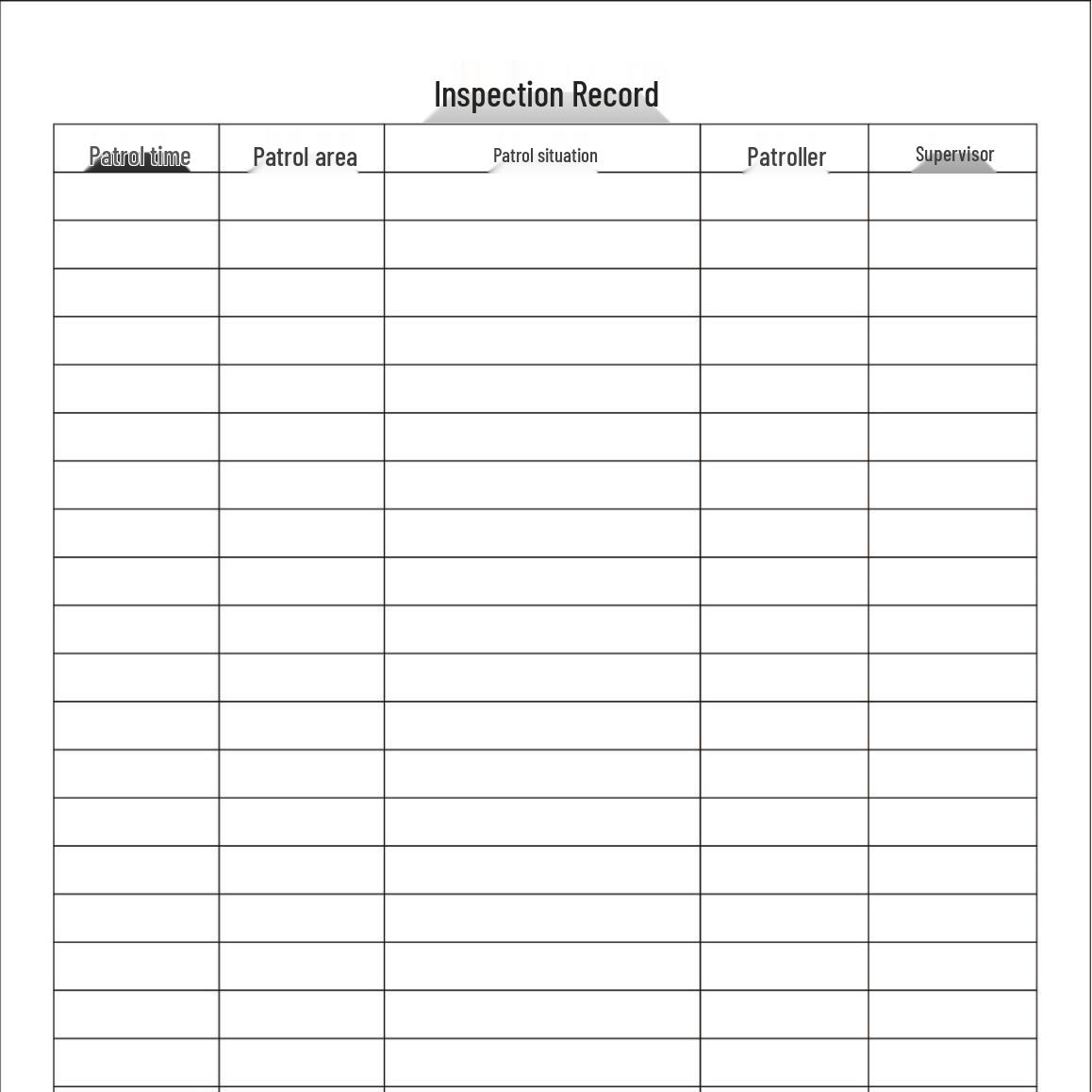 Security Patrol and Safety Inspection Logbook
