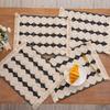 2pcs Modern Linen-cotton Placemats Handmade Tassel Farmhouse Tableware Mat Double Color Splicing Heat Insulation Mat