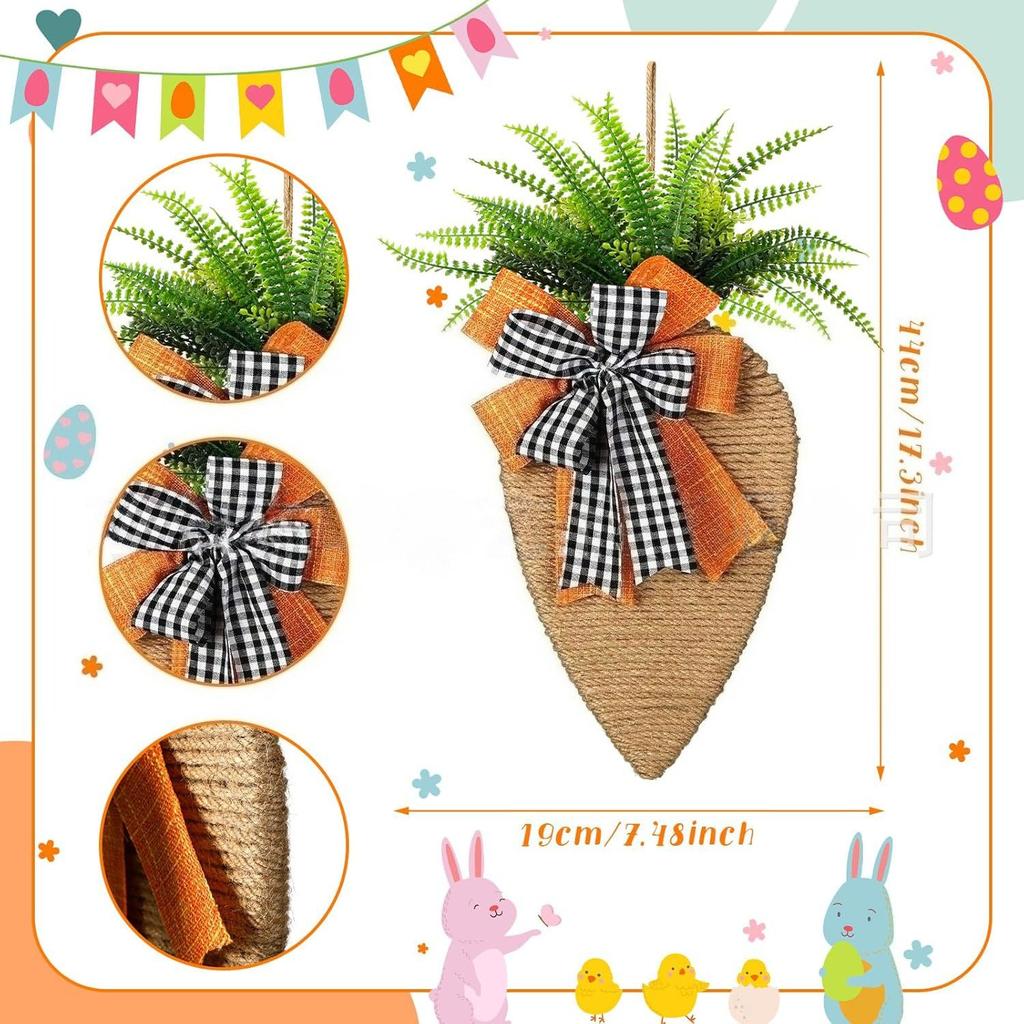 Easter Rope Handmade Carrot Door Hanger Spring Party Home Wall Centerpiece Holiday Indoor Outdoor Kids Gift Idea