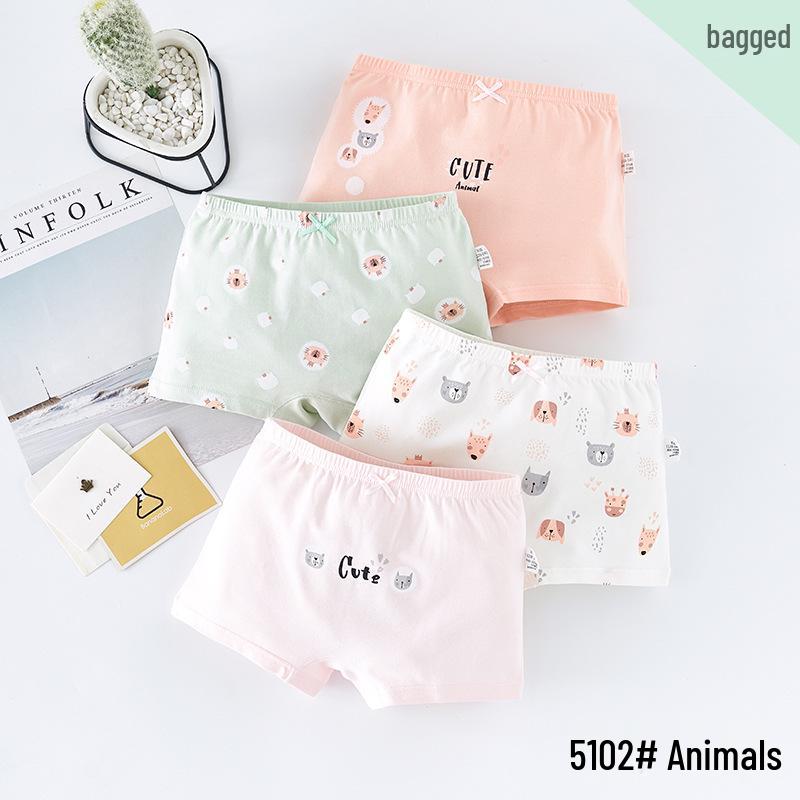 Pure Cotton Girls Boxer Briefs - 4-Pack Cartoon Shorts for Toddlers & Kids (Ages 1-12) 3XL for 35-45 kg
