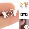 18K Gold-Plated Butterfly Stud Earrings - Forest Style Stainless Steel Insect Design