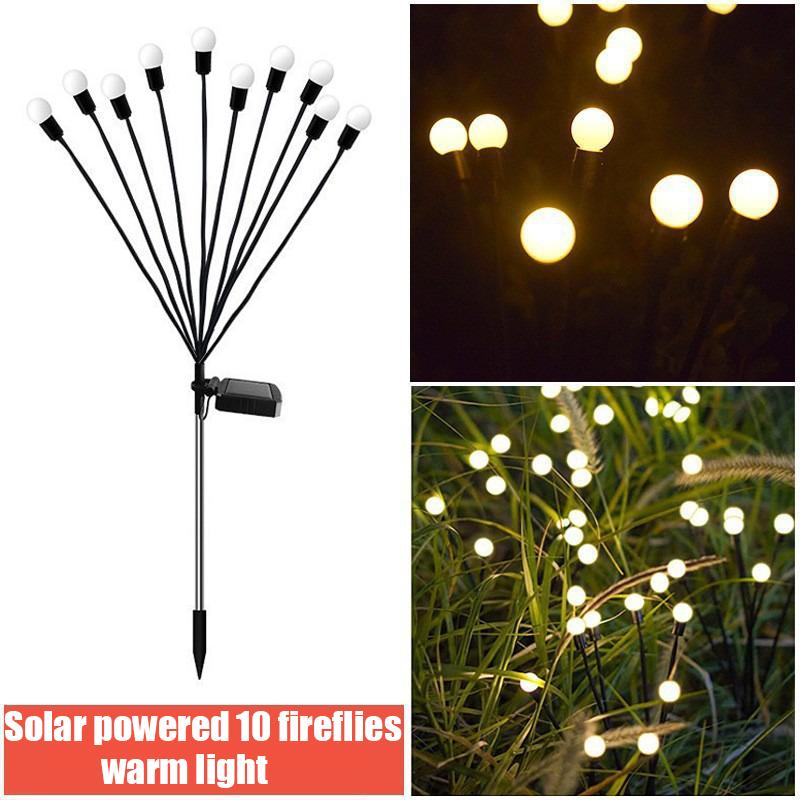 6/8/10 Pcs Solar Powered LED Firefly Garden Lawn Lights Waterproof Outdoor Decoration for Patio Festival Party Ground Plug Lamp