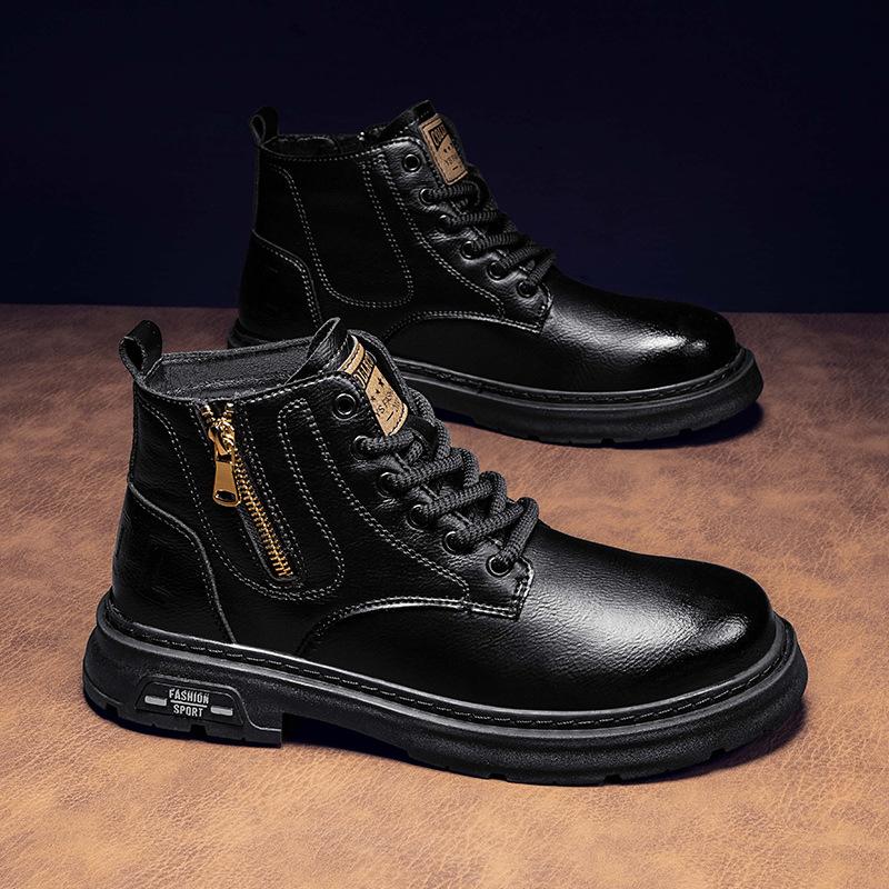 

Men s shoes Martin boots winter high-top new men s locomotive British style mid-help casual leather shoes retro tooling shoes 39