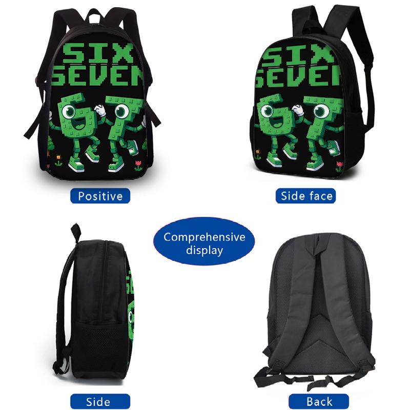 3PCS Numbered 6&7 Pattern Backpack Set | The Perfect Choice for School & Travel