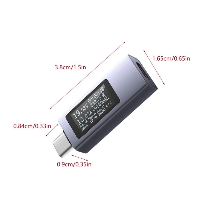 Professional USB Type C Charging Detectors Real Time Voltages Current Monitors PD 3.0 Fast Charge Analyzers 12A Capacity