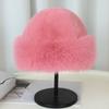 Faux Fur Winter Bucket Hat Solid Color Soft Texture Thickened Warm Plush Hat Gentle