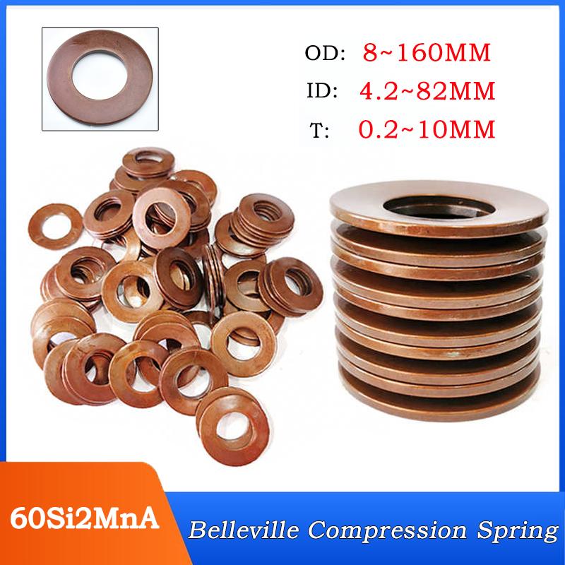 

Belleville Compression Spring D60Si2MnA isc Springs Shock Absorption Spring OD: 8~160MM ID: 4.2~82MM 1~5pcs 8x4.2x0.4mm 1pcs