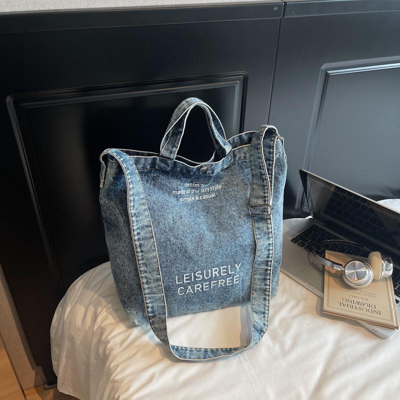 

Японская холщовая портативная сумка-тоут уличный тренд мода большая вместимость сумка через плечо мужская и женская сумка-мессенджер тканевая сумка джинсовый синий