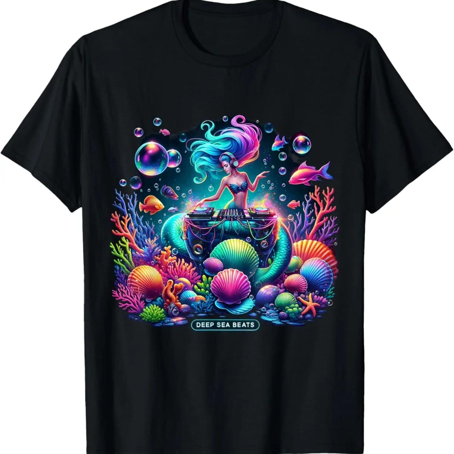 Underwater Mermaid DJ Tee - EDM Music Lover T-Shirt S