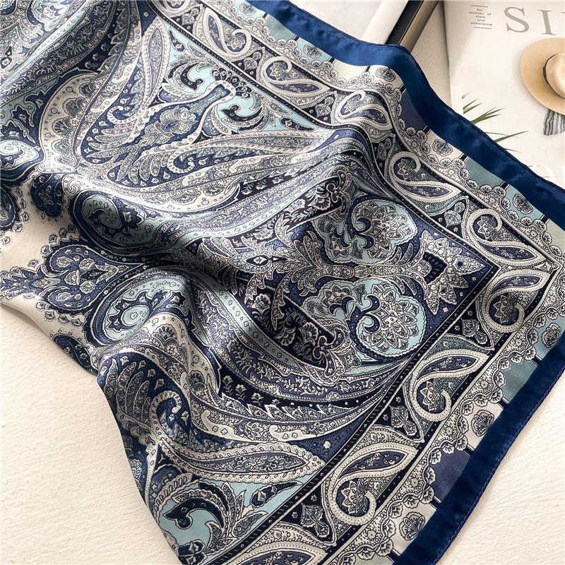 1pc Luxury Scarf For Women 70*70Cm Breathable Stain Square Hair Wrapping Foulard Satin Shawl Head Bandana Hijab Handkerchief