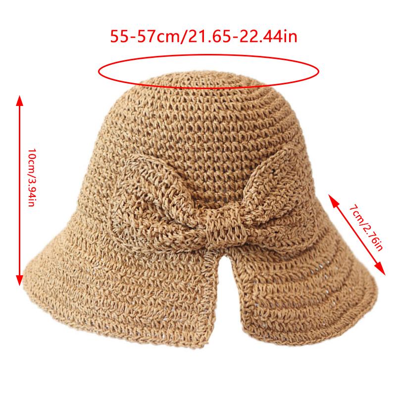 1Pcs Bow Sun Hat Wide Brim Floppy Summer Hats For Women Beach Panama Straw Dome Bucket Hat Mountaineering Hat