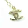 Excellent CHANEL Necklace COCO Mark Ribbon Rhinestone Champagne Gold Women B24K Used