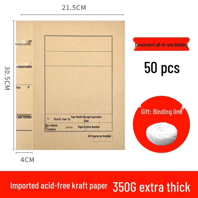 50 A4 Kraft Paper Document Archive File Folder Covers for Storage and Binding