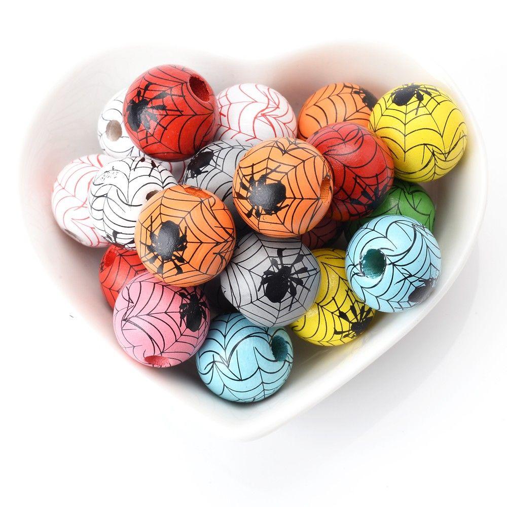 

Halloween Jewelry Making Necklace Wooden Beads With Holes DIY Accessories Spacer Beads Loose Beads 08