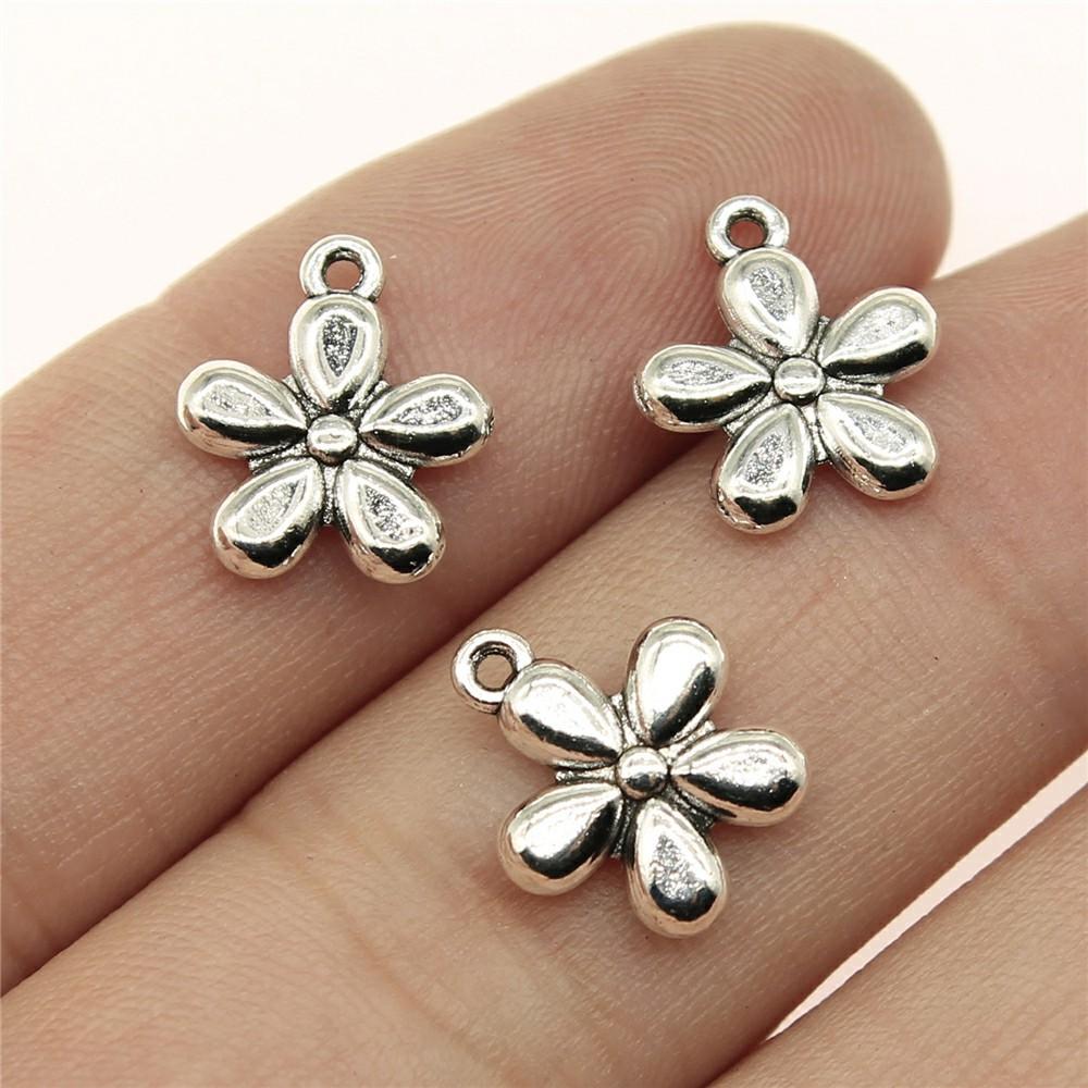 20 Stück Blumenanhänger Antiksilberfarbe Sonnenblumenanhänger Schmuck DIY Gänseblümchen-Anhänger Für Armbandherstellung
