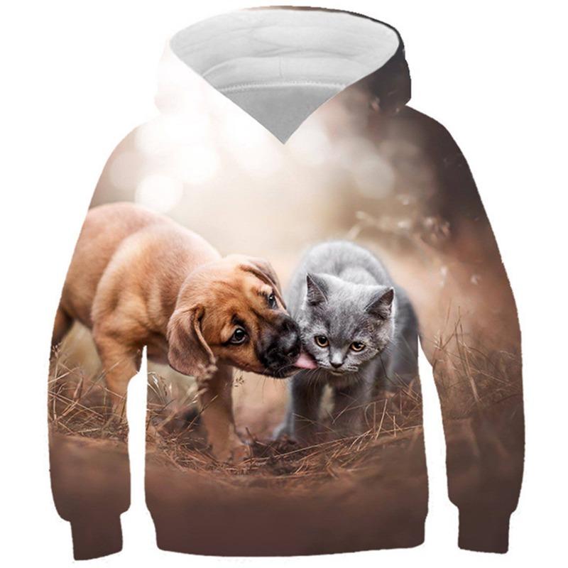 Autumn 3D Animal Pattern Printed Hoodies Fashionable Casual Sports Long Sleeved Children's Boy Hooded Sweatshirts