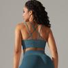 Seamless Knitted Breathable Yoga Clothing Cross Back Sports Bra Running Tight Fitness Clothing For Women