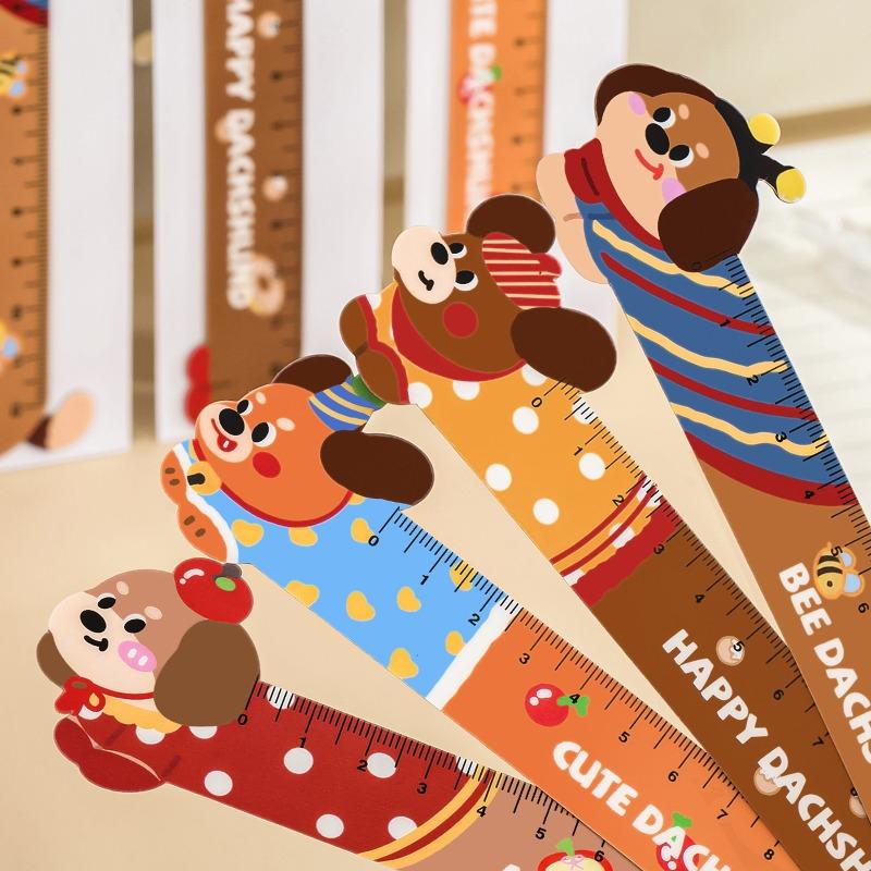 Cartoon Long Dog Magnetic Bookmark Ruler, Cute Student, High Appearance Level, Flexible Ruler, Irregular-shaped Magnetic Straight Ruler