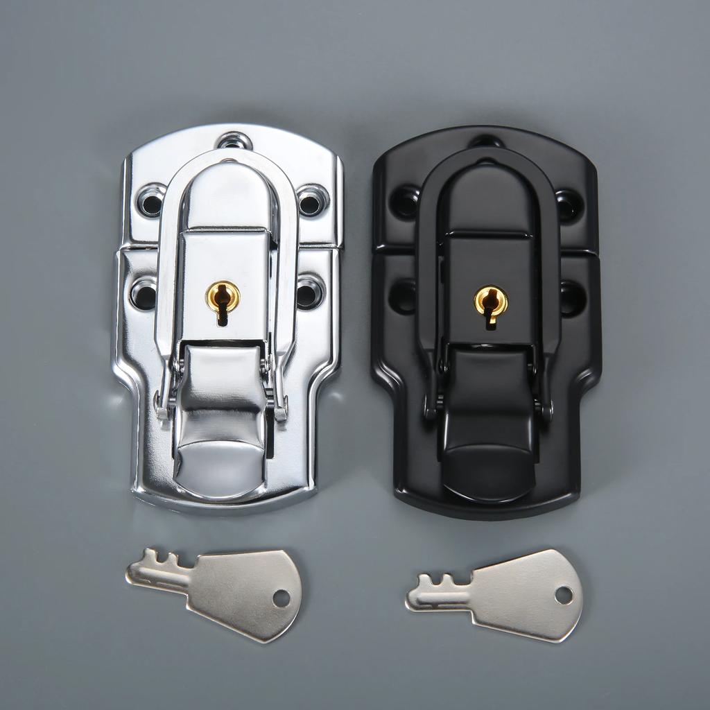 89*50mm Měděný Zámek Skříňky Západka s Klíčem Kovový Zámek Letecký Kufr Elektronická Skříňka Spona na Kufr Přezka Toggle Silver/Black