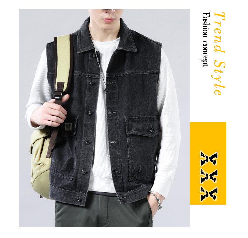 2024 Trendy Men's Denim Multi-Pocket Vest Jacket - Casual Single-Breasted Style