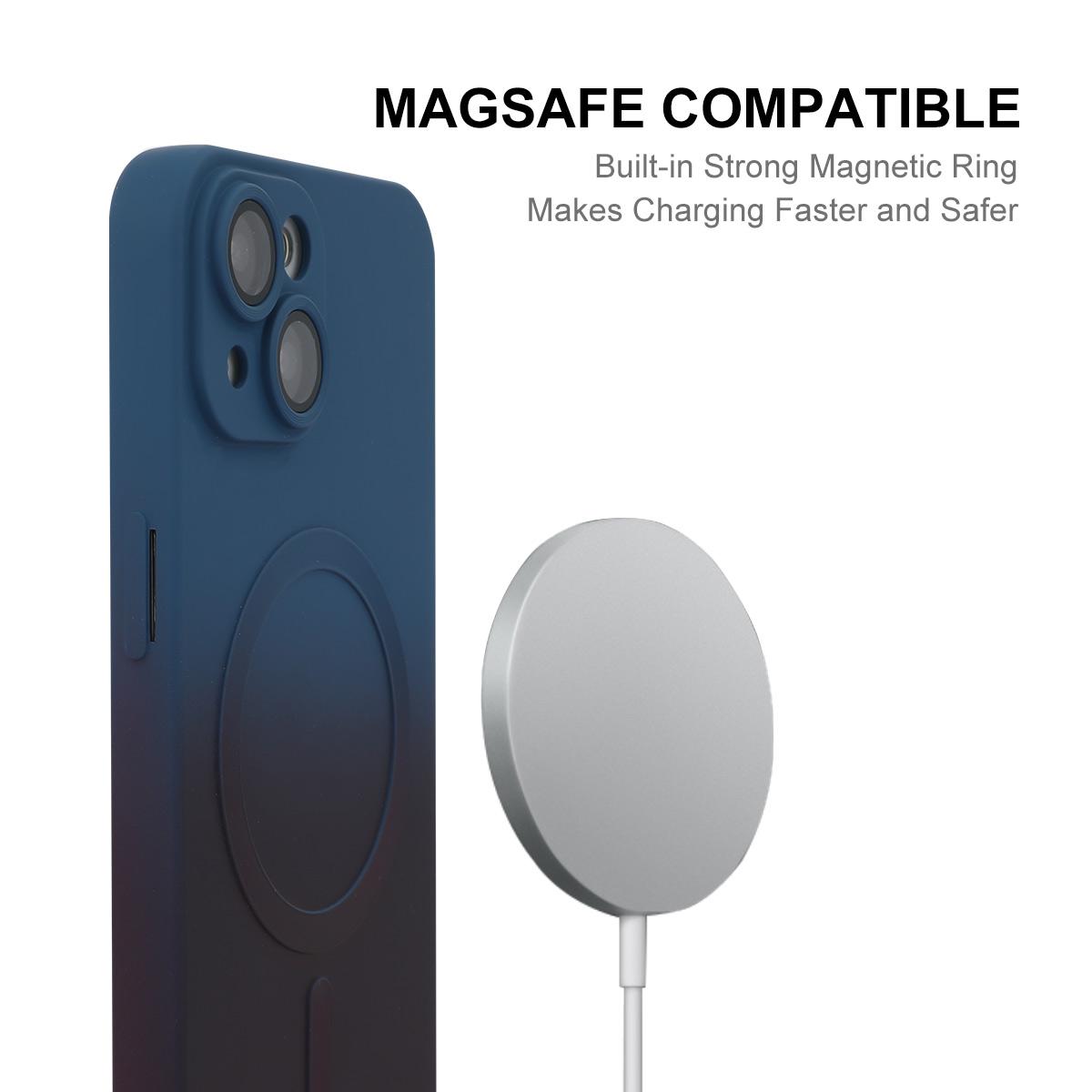 

ENAKY HAT PRINCE For iPhone 13 Magnetic Phone Case Tempered Glass Lens Protector Orange+Yellow