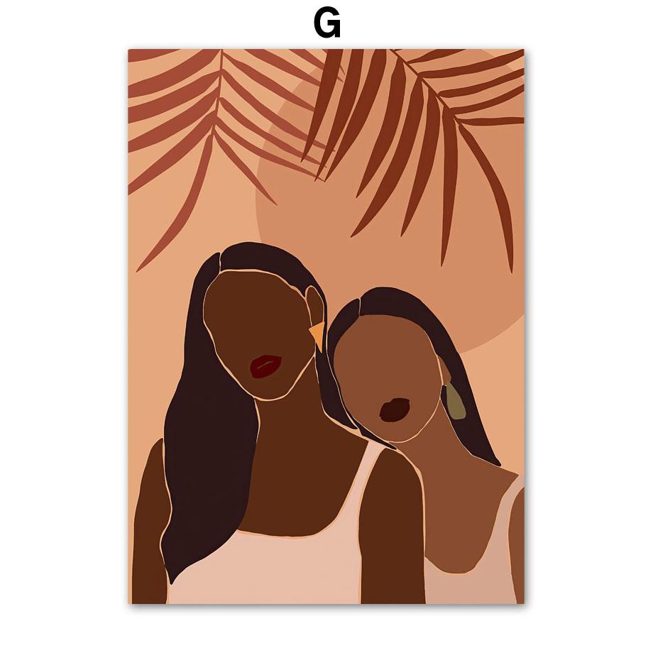 Fashion Black Girl Friends Party Boho Wall Art Canvas Painting Nordic Poster And Prints Bar Wall Pictures For Living Room Decor