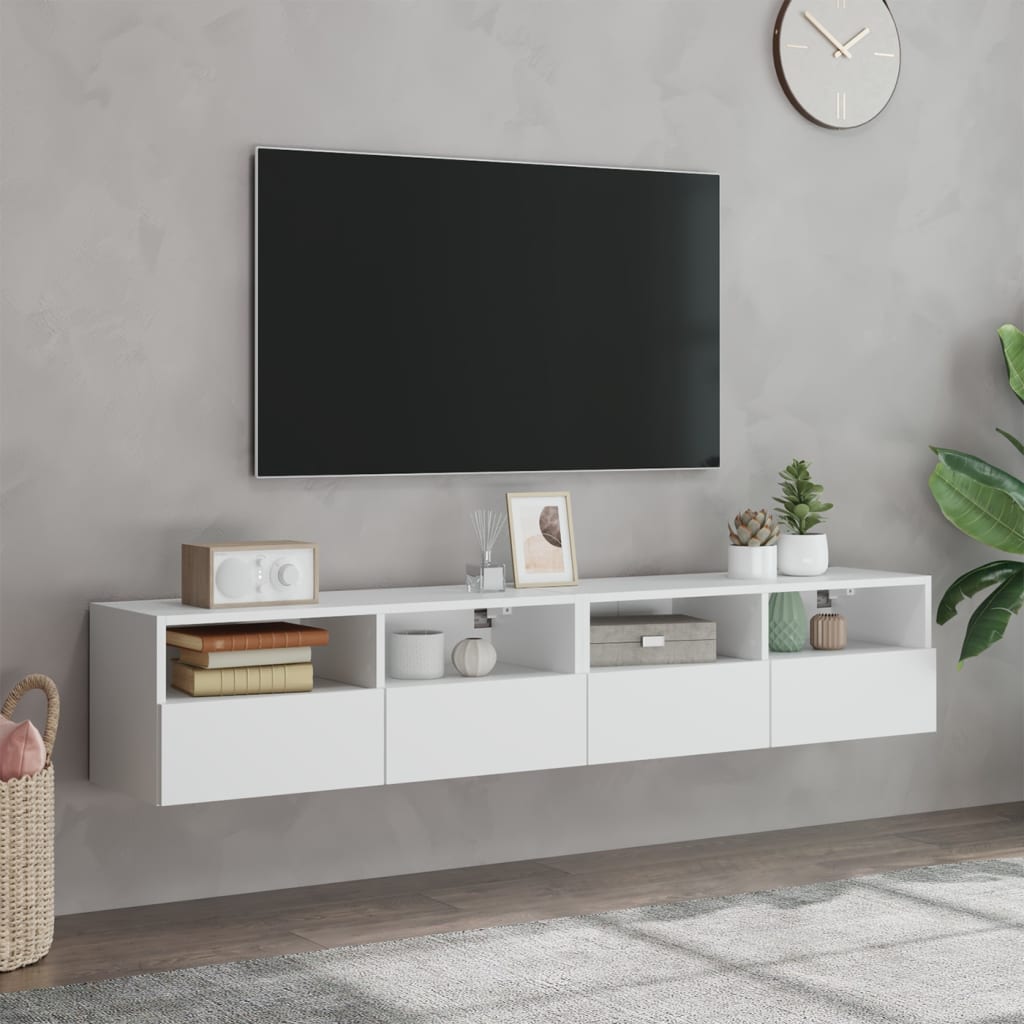 Vidaxl Wall-Mounted TV Cabinets, 2 Pcs, White, 80X30X30 Cm