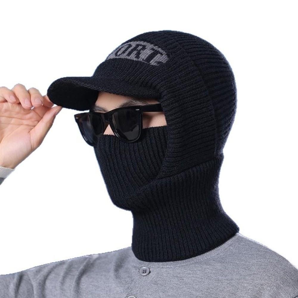 Knit Sturmhaube mit Schirm Dicke Thermische Wintermütze Vollgesichtsabdeckung Hut Für den Außenbereich