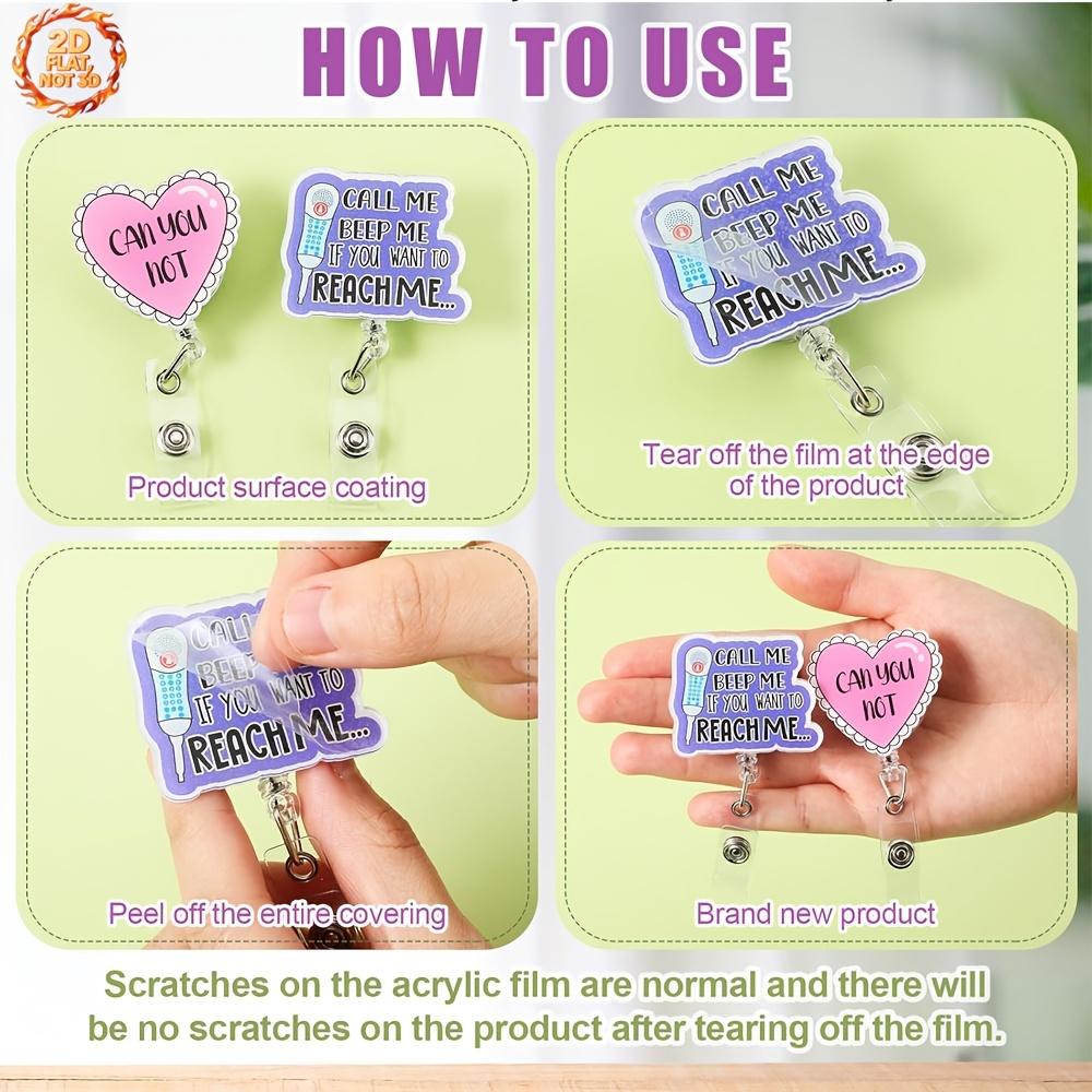 Retractable Nurse Badge Reel With Stethoscope Pill Symbols, Clear Acrylic ID Clip Cord For Hospital Clinic And Nursing School Medical Staff