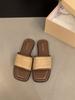Flat-bottomed Woven French Small Cool Slippers Women's Shoes Wear 2025 New Summer Soft-soled Beach One-word Sandals