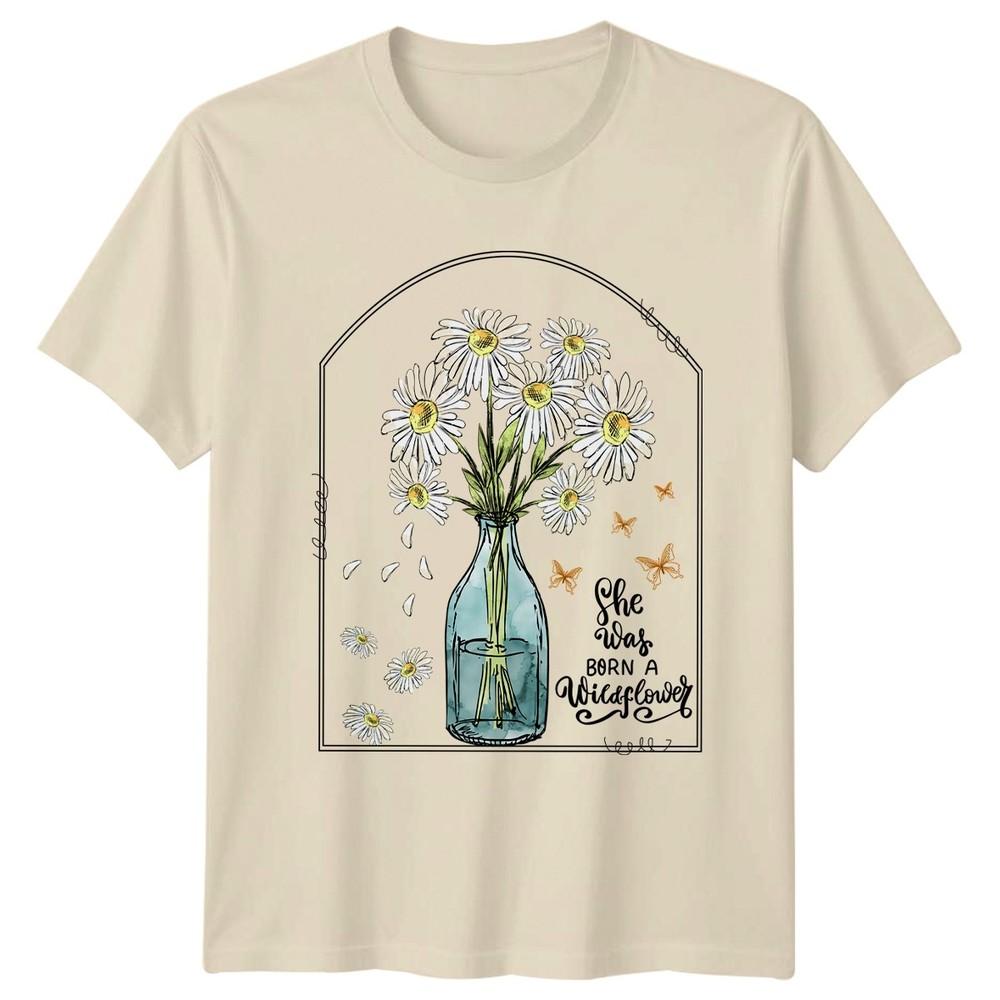 She Was Born A Wildflower Unisexs TShirt Wildflowers Floral Birthday