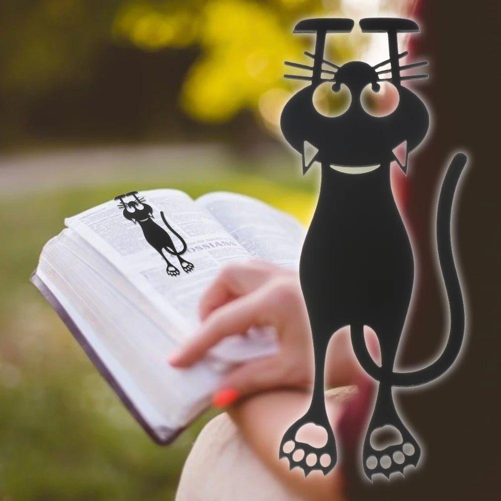 Cartoon Black Cat Bookmarks Hollowed-out Book Folder for Reading Lovers