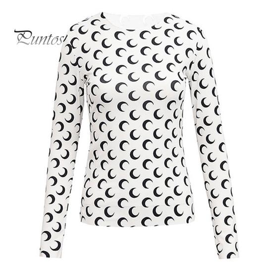 

Летние топы из ледяного шелка с круглым вырезом и длинными рукавами, защищающие от солнца, топы с лунным узором, эластичные облегающие пуловеры, топы M белый