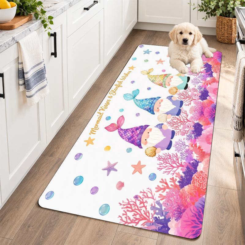 Flannel Kitchen Mat Christmas Soft Area Rug Non Slip Floor Carpet Home Decoration