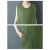 DIMANAF 2026 New Women Plus Size Summer Vintage Lady Long Dress Sleeveless Vest Loose Oversize Maxi Sundress Solid Cotton Linen
