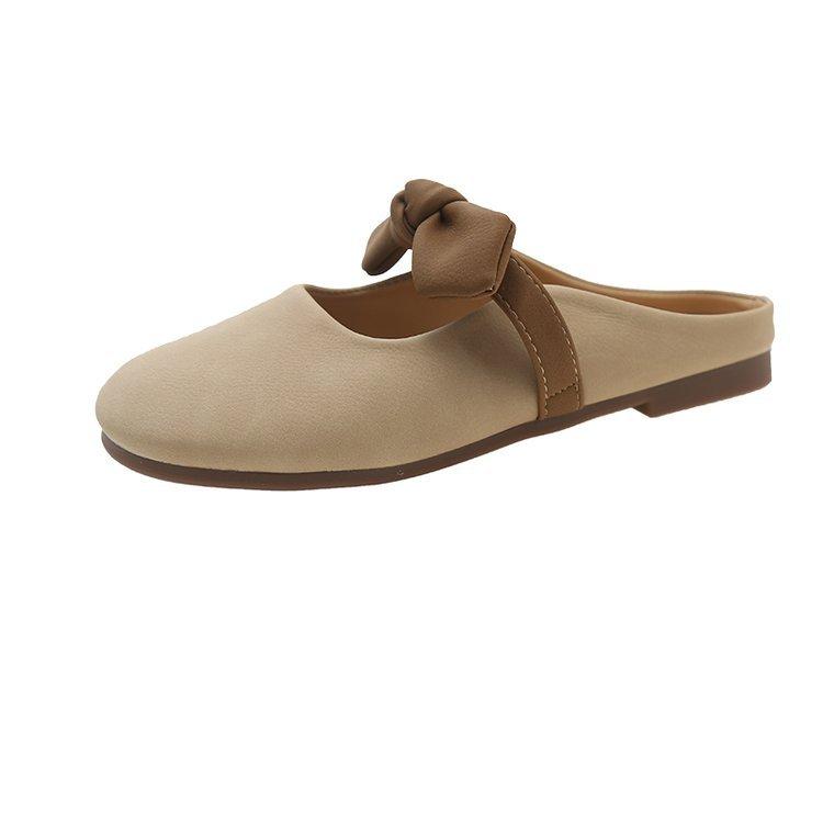 Fairy Wind Bow Bag Head Half Slippers Women Wear 2025 New Summer Soft Flat Bottom French Out Cool Slippers