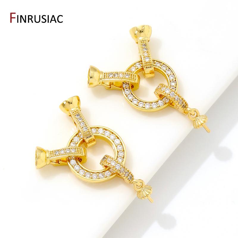 18K Gold Plated Brass Lock Clasps With Pearl Pendant Mounting Findings,Fasteners For Bracelets,Connectors For Jewelry Making