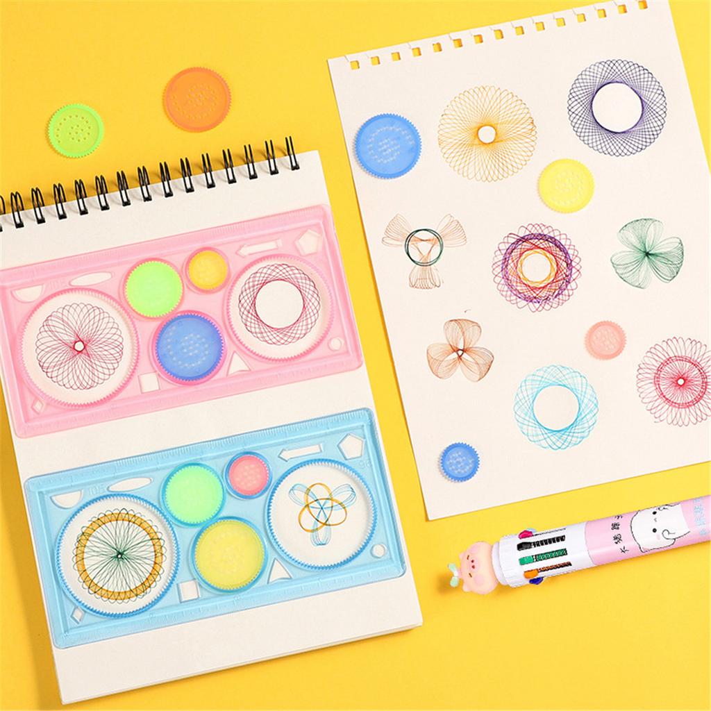 Spirograph Ruler Magic Ruler Set Geometry Spiral Drawing Template Creative Art Craft Interlocking Gears Wheels Kids Painting Toy