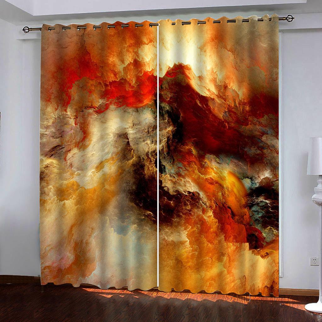 European Luxurious Up-to-date Gold Lightweight Darkening Window Panel Blind Curtains for Kids Bedroom Living Room Kitchen Door Home Decor 2Pieces