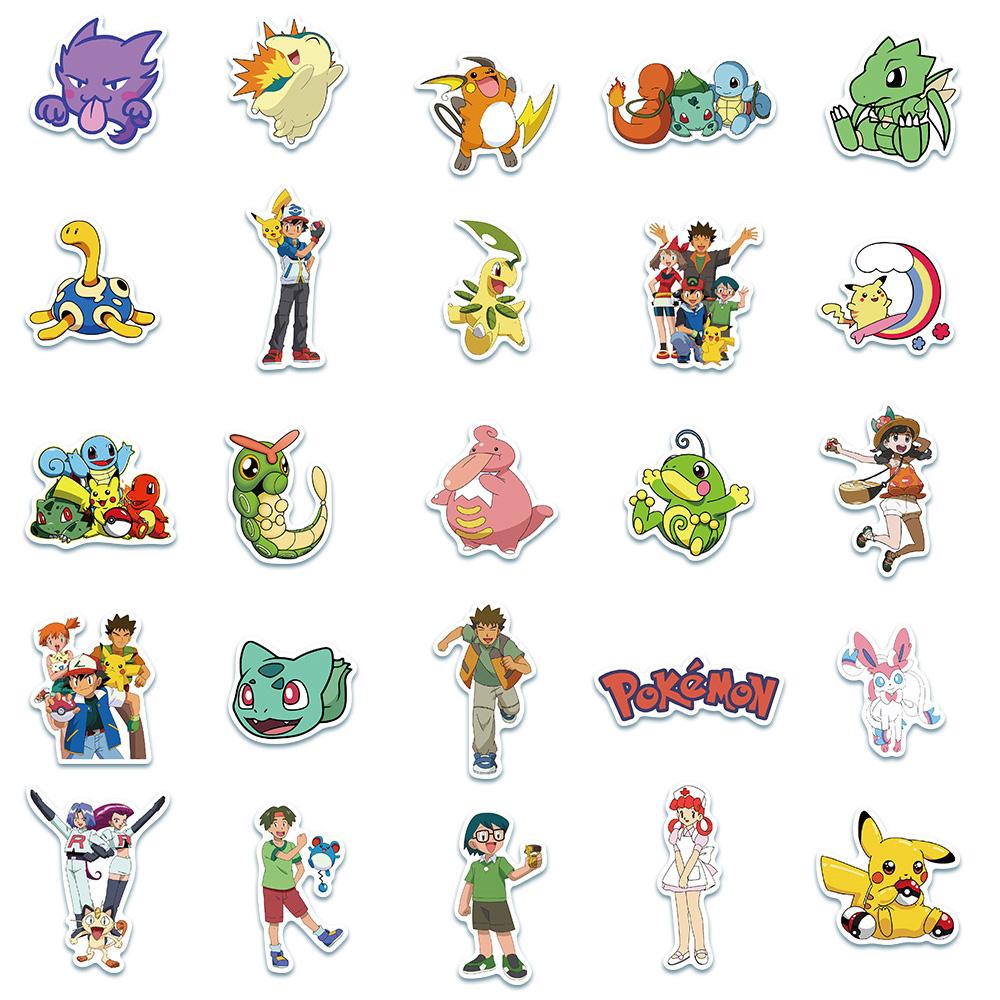 10/30/50pcs Kawaii Cartoon  Stickers Cute Anime Pikachu Sticker Water Bottle Suitcase Phone Diary Graffiti Decals Packing