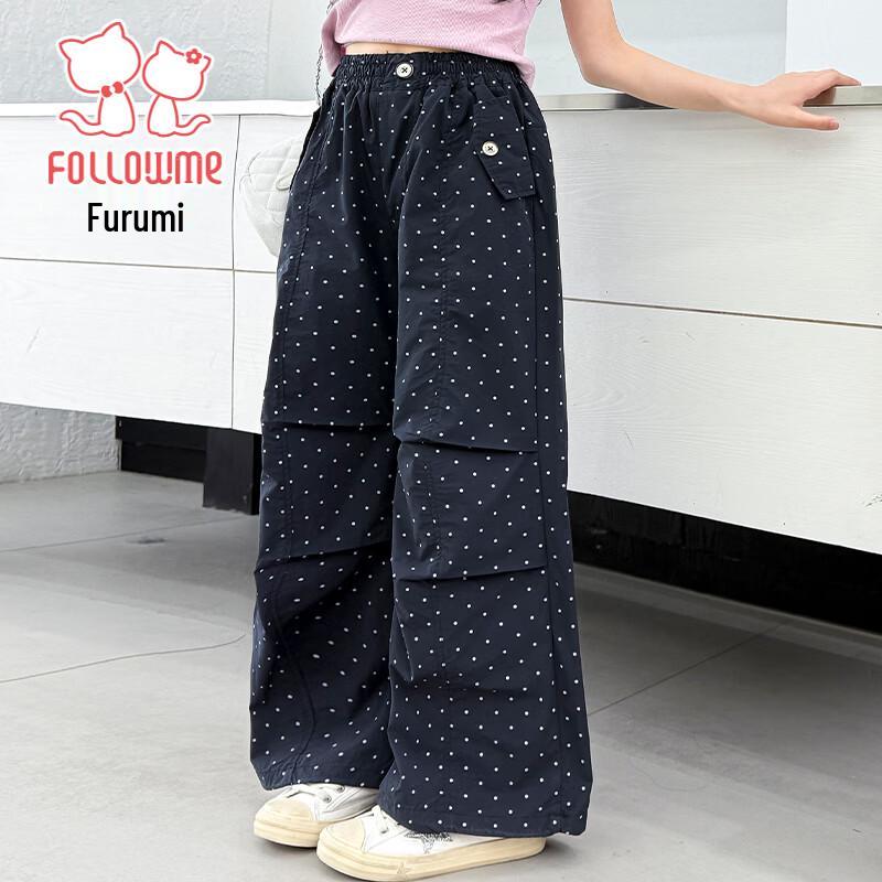 Flo Romy Girls Stylish Polka Dot Wide-Leg Cargo Pants 120