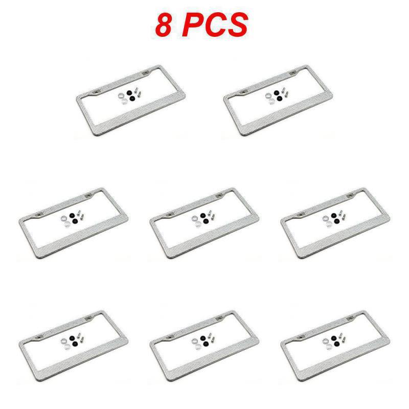 1~8PCS Bling Crystal License Plate Frame Women License Plate Frame License Cover Holder Rhinestone Car License Frame For USA