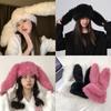 Soft Pullover Furry Cap Cute Plush Winter Beanies Fashion Bunny Ear Hat  Streetwear