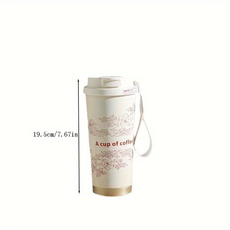 Stainless Steel Lily of Valley Thermal Mug Office Water Bottle Tea Coffee Cup Double Drink Straw Water Bottle Reusable Travel