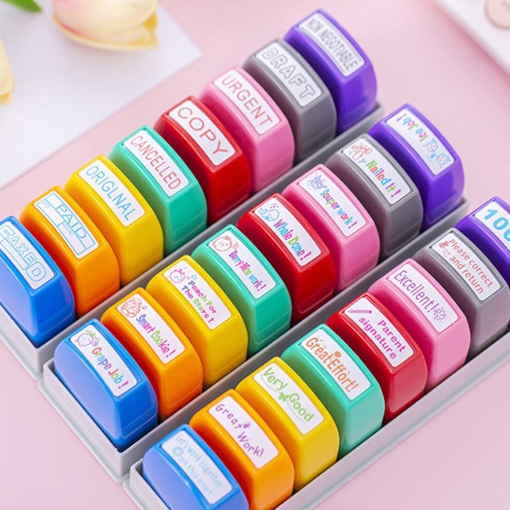 8pcs/set Commentary Positive Reviews Grading Stamp Time Saving Encouraging Comments Stamp  Reward