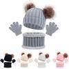 Kids Winter Warm Knitted Set Pom‑pom Hat Scarf Gloves 3‑Pcs Set Or Single Beanie Hat Windproof Ear Protection For Boys Girls Cold Weather Outdoor