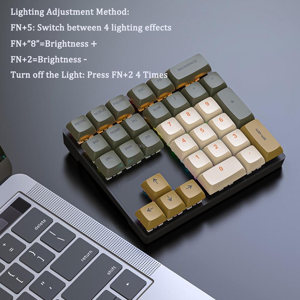 Multi-Color 33-Key Numeric Keypad with Lights Shaft Wired Mechanical Keyboard for Finance Business Laptop Computer Accessories
