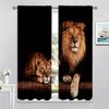 2PC Lion & Lioness Curtains - Majestic Wildlife Print Window Drapes for Living Room Bedroom Decor