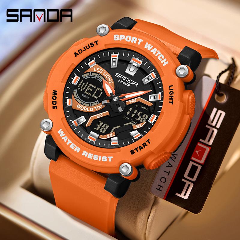 Dual Display Sports Student Watch Men's 5ATM Waterproof Night Light Seismic and Drop resistant Electronic Watch